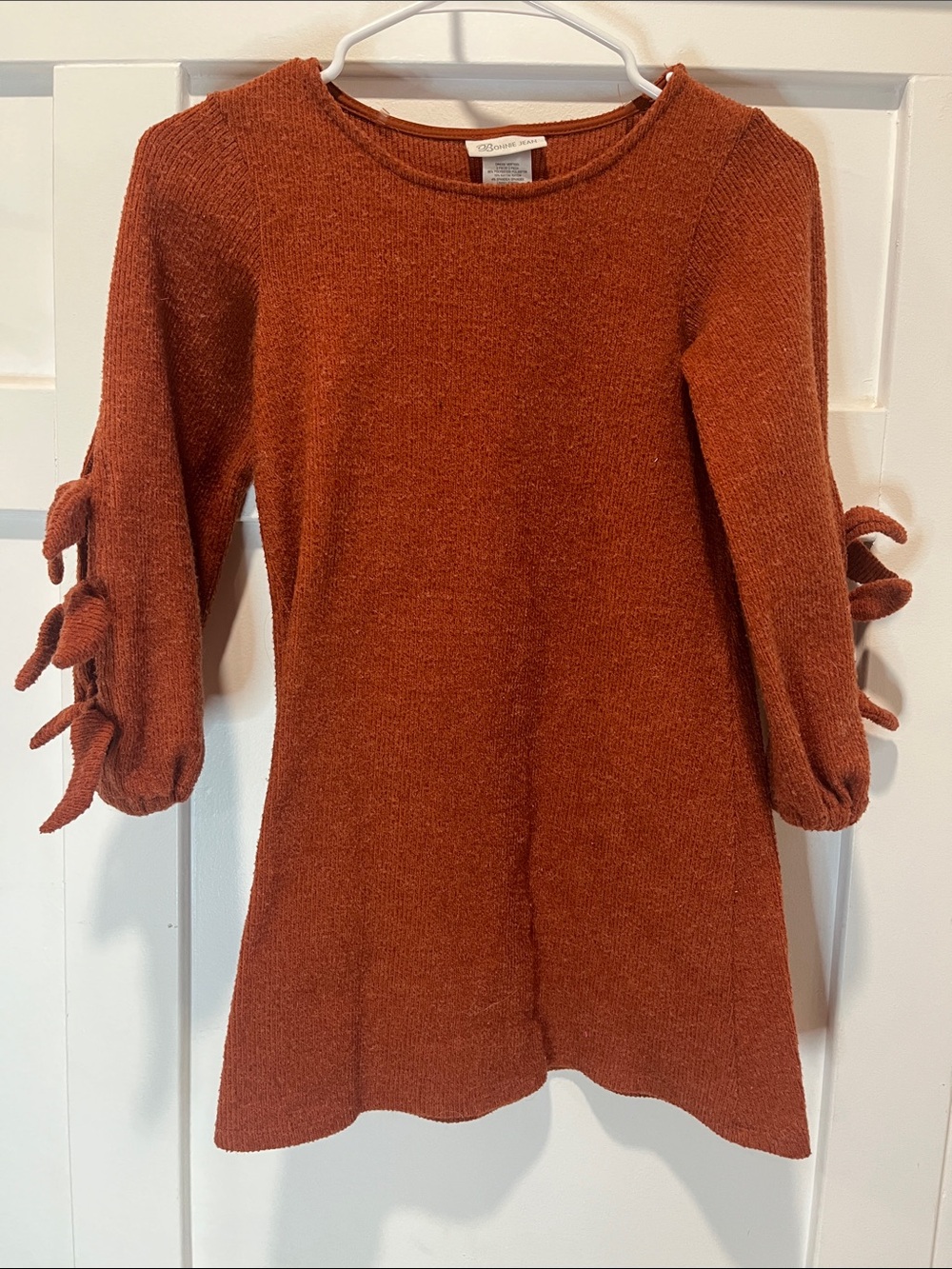 Bonnie Jean Rust Knit Tie-Sleeve Casual Dress